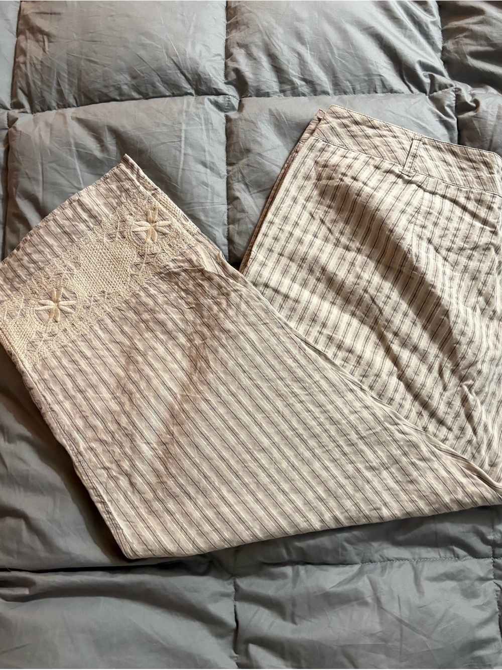 J. Jill Tan Striped Crop Pants